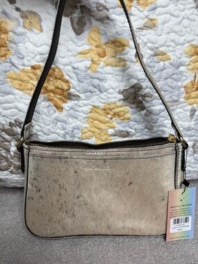 🦄 Portland Leather HOH LUCY Beige Black Hair on Hide Shoulder Bag NWT UNICORN